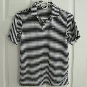 Vineyard Vines Boys Navy White Stripe Performance Short Sleeve Polo Sz M 12-14